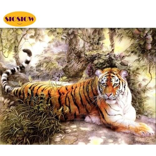 DIY 5d Diamond Mosaic Embroidery Cross Stitch Kit Tiger 3d Pictures Painting Wild Animals Full Set Round Square Home Decor Room
