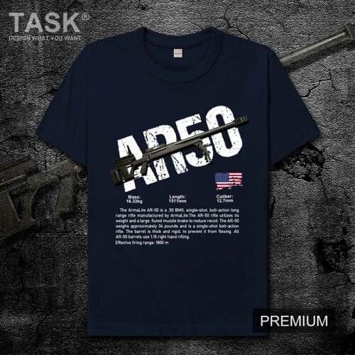 USA AR50 Sniper Rifle Army weapon Military fan jedi game printing Short sleeve t-shirt mens casual sport O-Neck streetwear tees