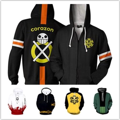 Anime ONE PIECE Hoodie Trafalgar Law Cosplay 3D Printed Sweatshirt Men Women Casual Streetwear Pullover