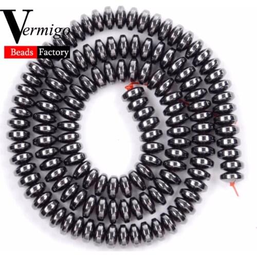 Free Shipping 130pcs 6x3mm Black Hematite Rondelle Beads Natural Stone Loose Spacer Beads For Jewelry Making Diy Accessories
