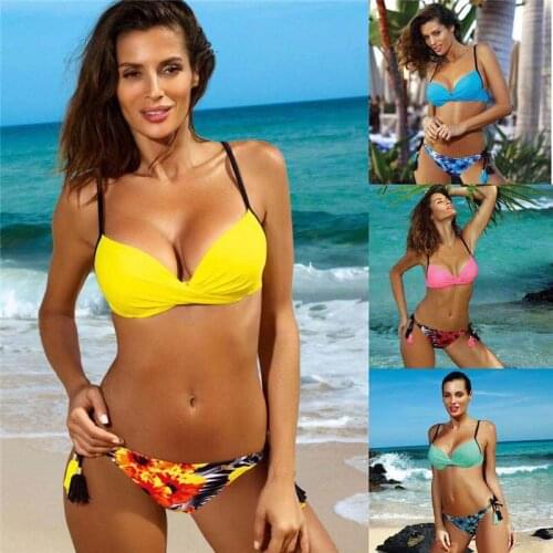 Womens Swimming Suit Sexy Bikini Swimsuit Women Swimwear Bikini Set Print Push-Up Padded Bathing Swimsuit Beachwear