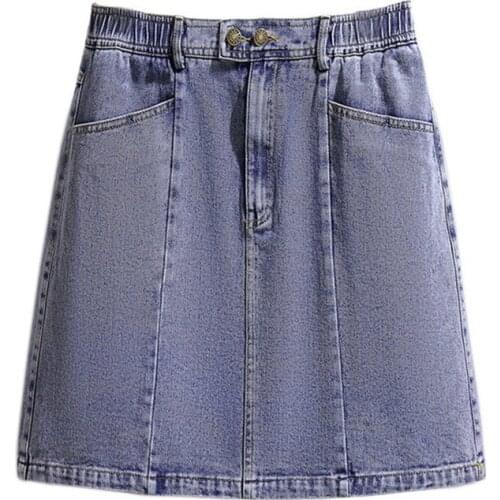 2020 Fashion Plus size XXL-6XL Loose Denim Skirt Women Summer Elastic waist Jean Skirts Oversize Casual Sexy A-line Skirts KW99