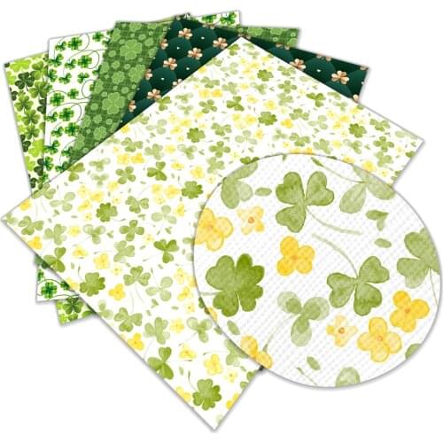 St.Patricks Day Faux Leather Printed Shamrocks A4 22x30cm for DIY Party Hair Bow Decoration Accessory Crafts Material