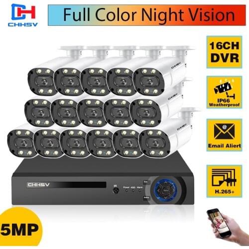 16 Channel DVR Camera Video Surveillance System Kit 5MP Outdoor Full Color Night Vision CCTV Camera Security System Set 16CH 8CH