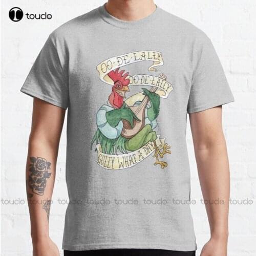 Alan-A-Dale Rooster : Oo-De-Lally Golly What A Day Tattoo Watercolor Painting Robin Hood Classic T-Shirt Black And White Shirt