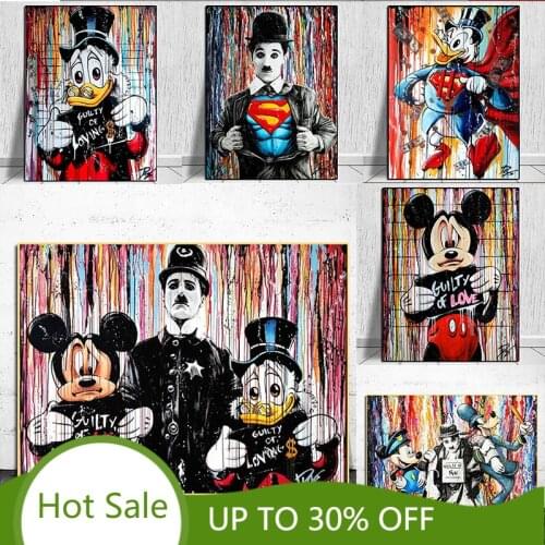 Disney Classic Cartoon Poster Canvas Painting Pop Art Mickey Donald Duck Wall Art Pictures Kid Poster Bedroom Living Home Decor
