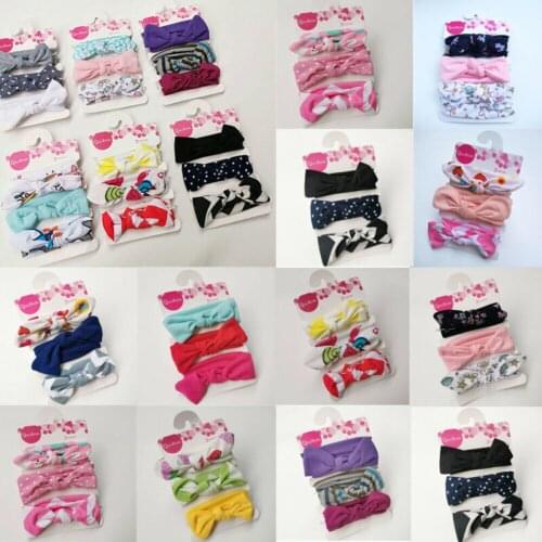 3 Pcs Baby Toddler Kids Girls Bow Hairband Turban Knot Cotton Cute Headband Headwear Babys Accessories Print Headwear
