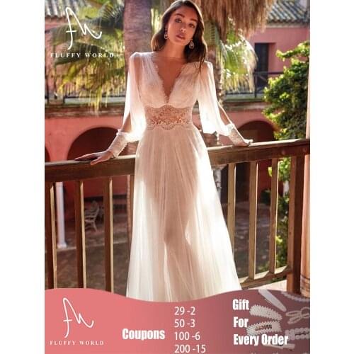 Evening Dresses for Women Party White Elegant Lace V-Neck Long Sleeve Floor-length Dresses Hollow Out Mesh Maxi Dress Wedding