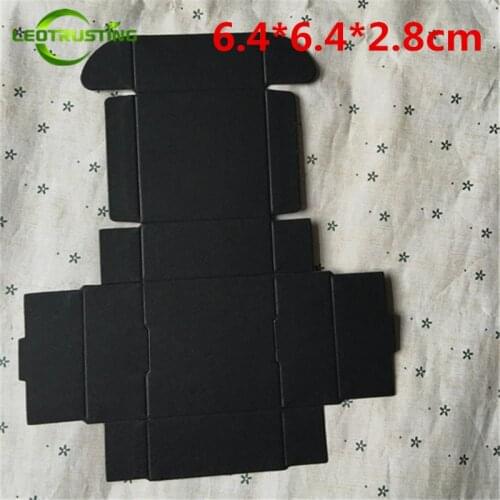 Leotrusting 50pcs 6.4*6.4*2.8cm Small Blank Black Paper Box Black Cardboard Paper Gift Packaging Box Handmade Party Paper Box