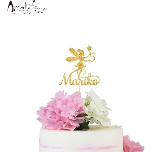 Little Fairy Glitter Cake Topper Glitter Paper Birthday Cake Topper Birthday Party Decorations Party Supplies Custom-made