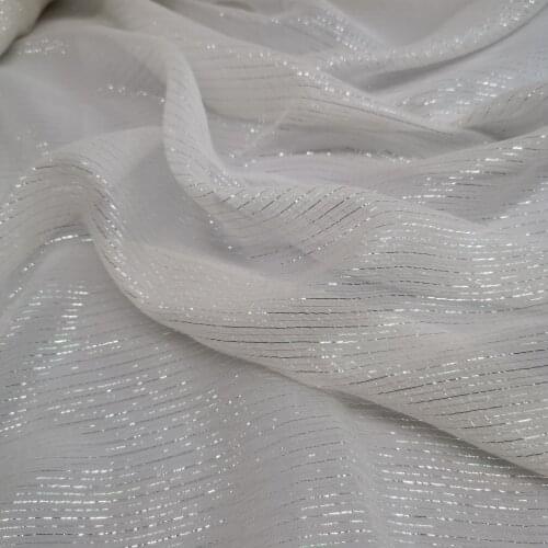 Metallic Silk Georgette Chiffon Shimmer Jacquard Shiny Silk Fabric For Dress Scarf