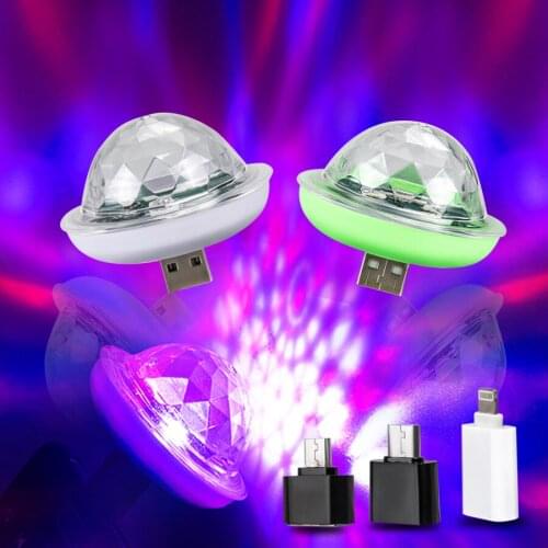 Mini USB Flowing LED Running Stage Light Effect Crystal Magic Disco Ball 4W RGB Strobe Light Disco DJ Karaoke Home Party Lights
