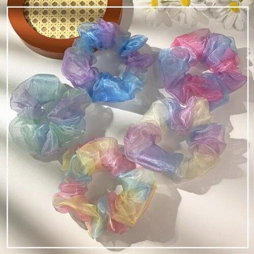 Fashion Korean Style Blooming Lace Scrunchies Headband For Women Girl.Hair Accessories Girls Fairy Elastic Hairband Hair Gum