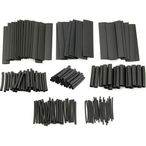 127 Pcs Heat Shrink Sleeving Tube Assortment Kit Electrical Connection Electrical Wire Wrap Cable Waterproof Shrinkage 2:1 Black