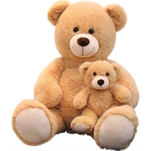 2021 New Child-mother Bear Plush Toy Happy Life Bear House Decoration Children Present Birthday Gift 100cm Brown Color Pillow