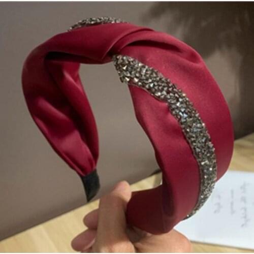 New Crystal Headband Cross for Women Hair Accessories Wide Head Band Adults Solid Hairband Headband Women Crystal Hair Hoop