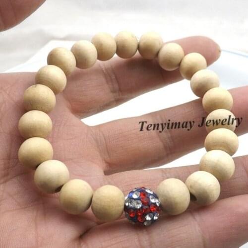 Wholesale 20pcs/lot UK Flag Rhinestone Bracelet Original Wood Beaded Bracelet For Gift Free Shipping