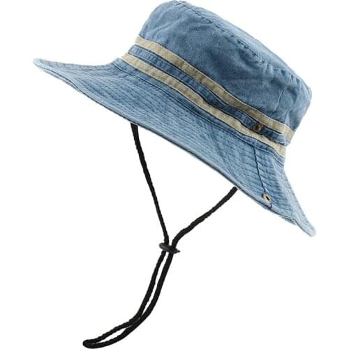 New Washed Cotton Mens Bucket Hat Boonie Hat Womens Mens Striped Design Sun Hats Hiking Camping Hat Summer Spring Outdoor Hats