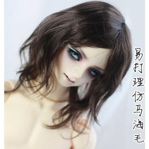 BJD doll hair wigs brown black imitation mohair mid-length wigs for 1/3 1/4 BJD DD MSD doll super soft hair doll accessories