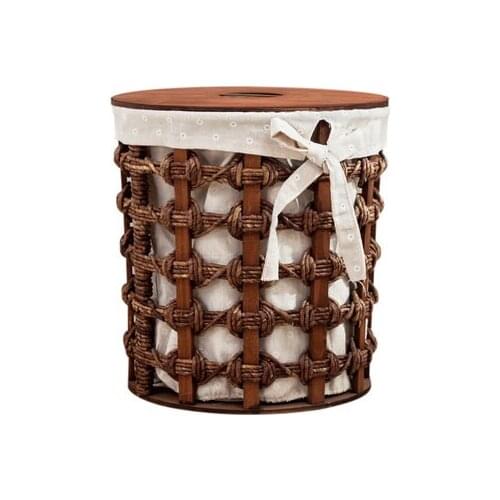 Rattan Hamper Laundry Basket Handmade Straw Toy Storage Bin With Lid Basket Living Room Woven Basket Storage Table