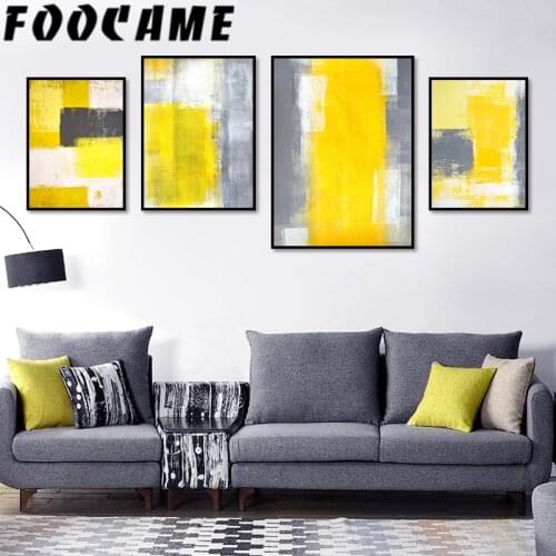 Nordic Modern Yellow Gray Watercolor Artwork Abstract Art Posters and Prints Living Room Canvas Painting Bedroom Wall Picture