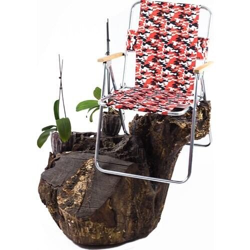 Camouflage Pattern Folding Camping Garden Fishing Balcony Beach Chair With Wooden Armrests