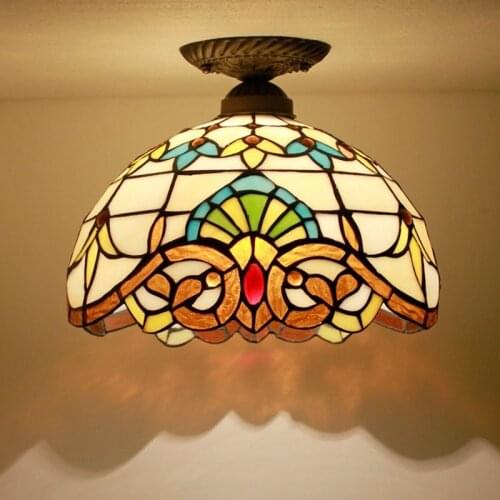 Mediterranean Tiffany Corridor Ceiling Light Colorful Glass attic Ceiling Lamp Balcony hallway Ceiling Lighting Fixtures