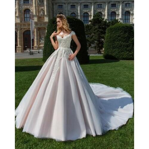 Tulle Boho Bride Wedding Dress Ball Gowns Off the Shoulder Vestidos De Boda Elegant Robe de Princesse Online Chinese Store