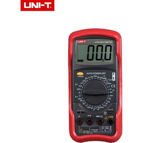 UNI-T UT53 AC DC Ohm Ammeter Voltmeter Tester Meter Standard LCD Digital Multimerer With Measuring Temperature