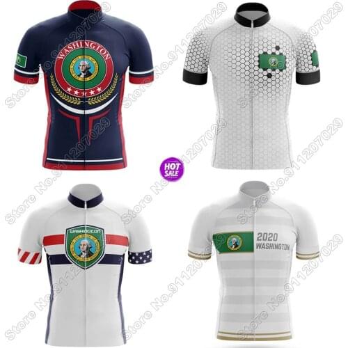 Washington State 2021 USA Men Cycling Jersey Short Sleeve Summer Cycling Clothing Road Bike Shirts Bicycle Tops MTB