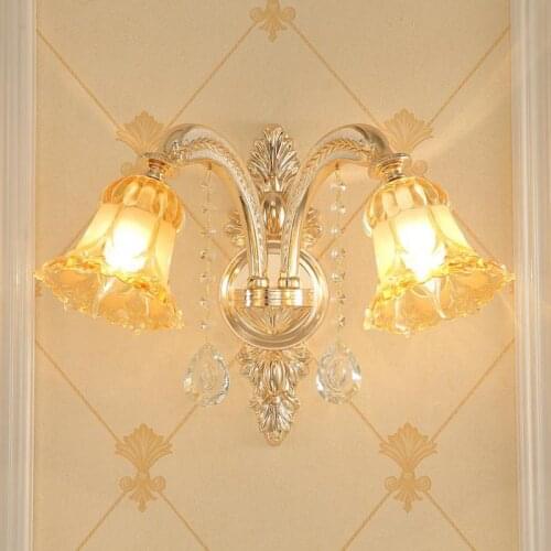 Walkway Stained Glass Crystal Wall sconce lighting for restaurant Bar 110-240V post-modern E14 gold hotel room mirror wall light