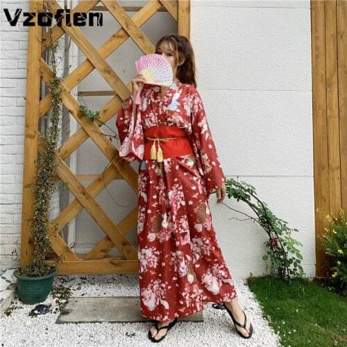 Japanese Traditional Yukata Kimono Vintage Women Evening Dress Geisha Kimono Robe Fashion Kimono Cosplay Costume Gown Stage Show