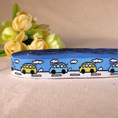 16mm 5/8" 100% Polyester CartoonCar Woven Jacquard Ribbon For DIY Sewing Accessories Headwear Or Dog Collar