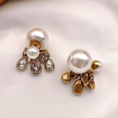 Korean Zircon Pearl Stud Earrings Women Elegant Earrings Luxury Jewellery Accessories For Valentines Day Present 2020