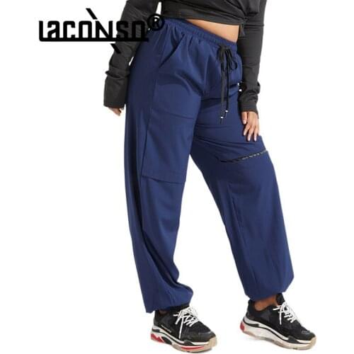LACONSO Womens Sports Pants Leggings Fitness Jogger Female Clothing Tracksuit Training Tight Large Size Loose Hips Workout Rest