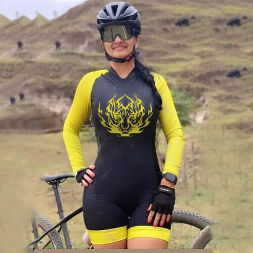 Summer Womens Cycling Monkey Riding Jumpsuit Long Sleeve Triathlon Clothing Bicycle Jersey Set Skinsuit MTB Running Ropa Ciclism