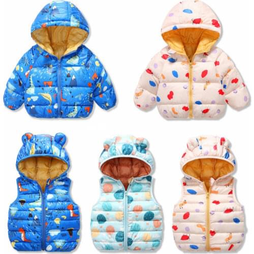 2021 Toddler Girl Winter Clothes New Cartoon Print Toddler Boy Winter Coat Autumn Winter Warm Hoodies Baby Girl Down Coat
