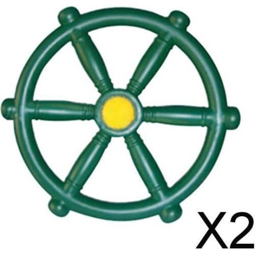 2xPortable 18.81inch Pirate Ship Wheel for Swing Set Outdoor Playset Backyard Green