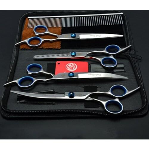 7.0-inch Purple Dragon Pet Grooming scissors straight tooth scissors Bent scissors Warped scissors Comb Set