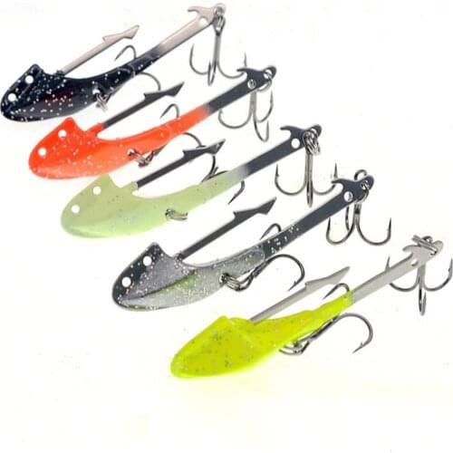 5PCS Fishing Glow Jigging VIB Jig Lure Jigbait spoon baits Hook 14g/25g