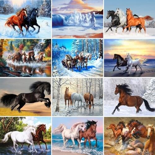 5D DIY Diamond Painting Horse Cross Stitch Kit Full Drill Square Embroidery Animals Mosaic Art Picture of Rhinestones Gift Decor