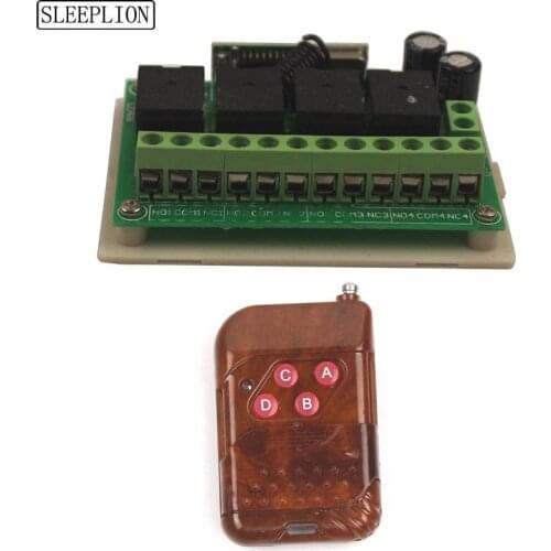 Sleeplion 315 MHz 433MHz 12V 4CH 10A Wireless Remote Control Switch System 4 Channel Wireless Relay Switch Garage Open Module