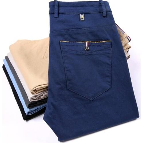 Casual Pants Men Spring Autumn Comfortable Stretch Cotton Trousers Elastic Straigh Jeans Trousers men clothing streetwear men