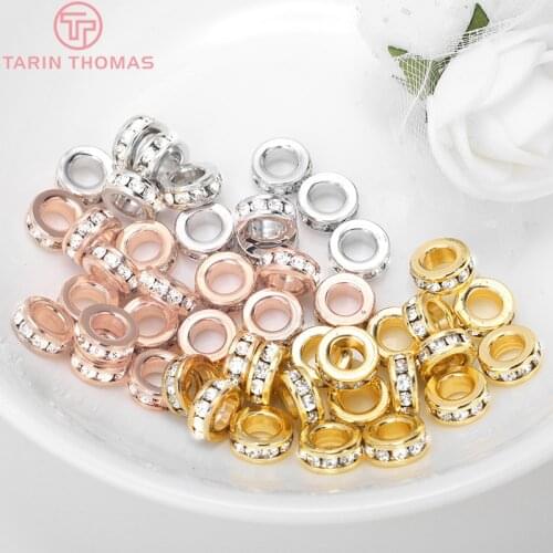 2PCS 6MM 7MM 10MM 24K Gold Color Plated Brass with Hole Round Beads Bracelet Beads High Quality Diy Jewelry Accessories