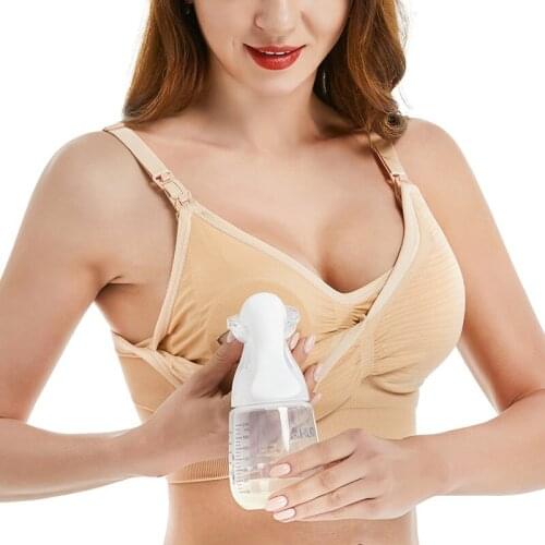 Nursing Bra For Breast Pump Wireless V Neck Maternity Bra Sleep Bralette Hands Free Pumping Bra with Extra Extenders All Day