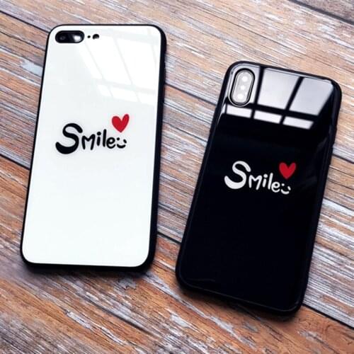 For Samsung Galaxy A7 A8 A6 A5 A9 2018 Case Simple smile pattern Hard Glass + soft Silicone Cover For Samsung A6 A8 Plus 2018