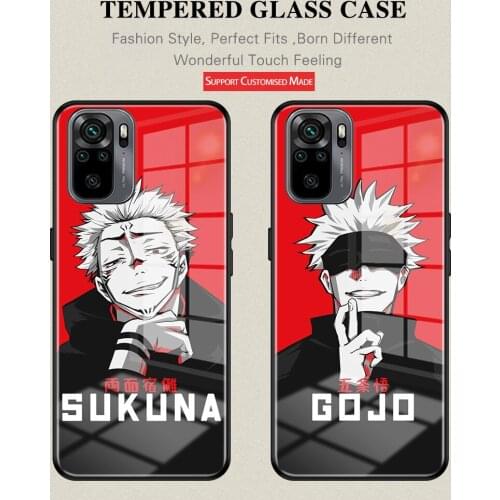 Cartoon Anime Jujutsu Kaisen Yuji Itadori Tempered Glass Phone Case For Xiao mi 8 9 10 10Pro11 Redmi Note9 9Pro 10Pro POCO