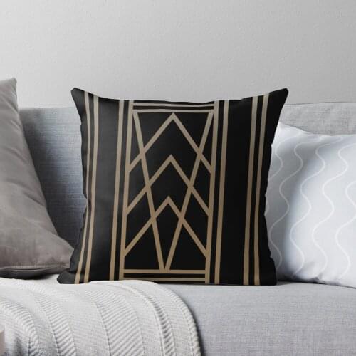 Black and Gold Art Deco Throw Pillow Cushion Cover Polyester throw pillows case on sofa home living room car seat decor 45x45cm
