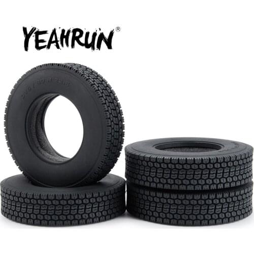 YEAHRUN Black 22mm Width Front & Rear Rubber Tyres Wheel Tires 4# for Tamiya 1:14 RC Trailer Tractor Truck Upgrade Parts