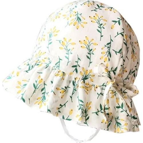 Baby Cotton Floral Printing Sun Hat Infant Wide Brimmed Bonnet Newborn Photograpy Props